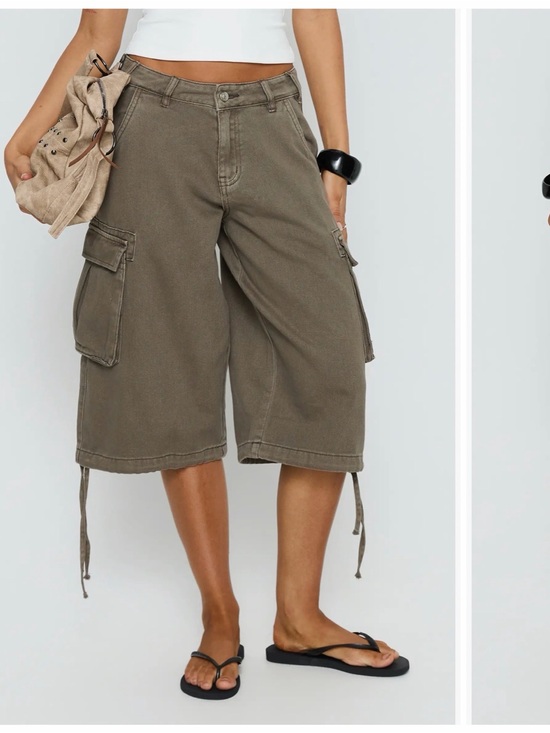 Princess Polly Pants - Princess Polly Hudsen Low Rise Longline Denim Cargo Shorts
